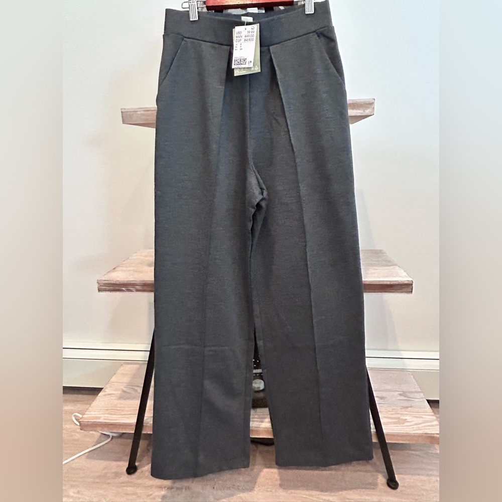 Women’s Gray Dress Pants High Waist Wide-Leg